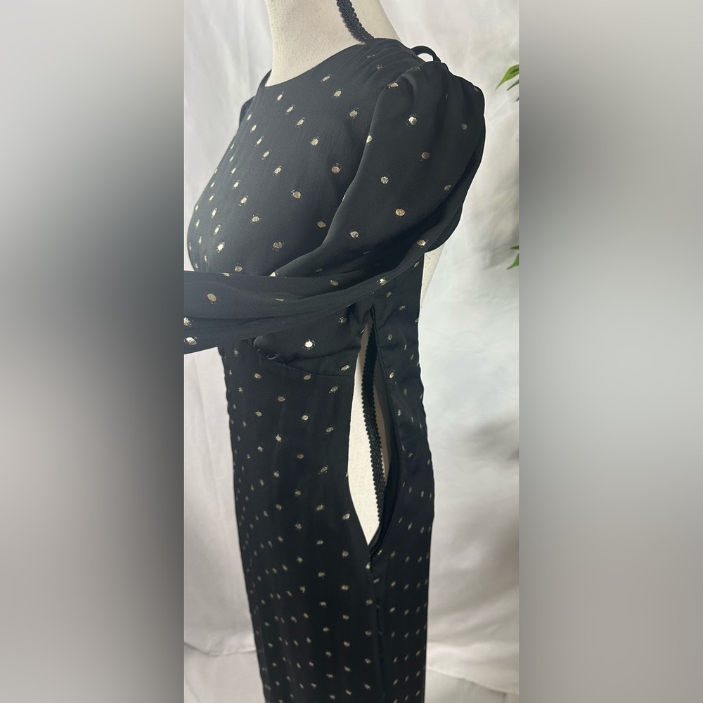Fashion Union Black Dress with White Dots - Picture 4 of 11